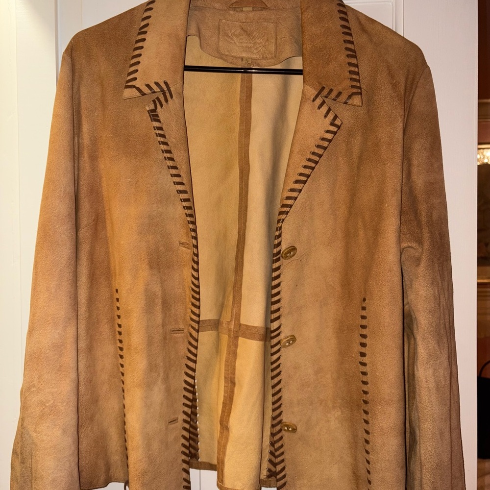 Scully Tan Leather Jacket with Brown Accents
